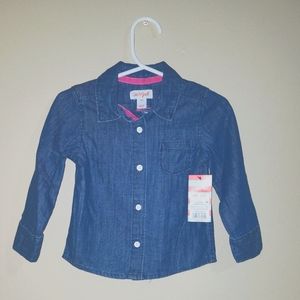 New! Girl's Cat & Jack long sleeve button down Size 12M